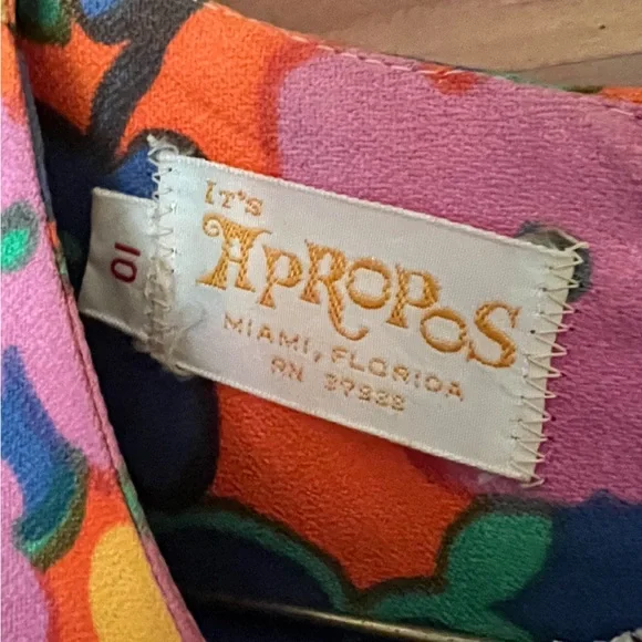 VINTAGE 1960’s Long Sleeve Flower Print Dress!  AMAZING FIND!! “It’s Apropos” - Picture 5 of 5